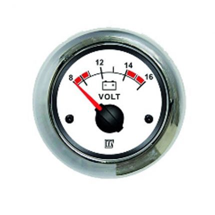 Voltimetro blanco, 12 V, (10-16 V), agujero Ø 52 mm